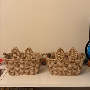 Easter Set of 2 Natural Woven Baskets